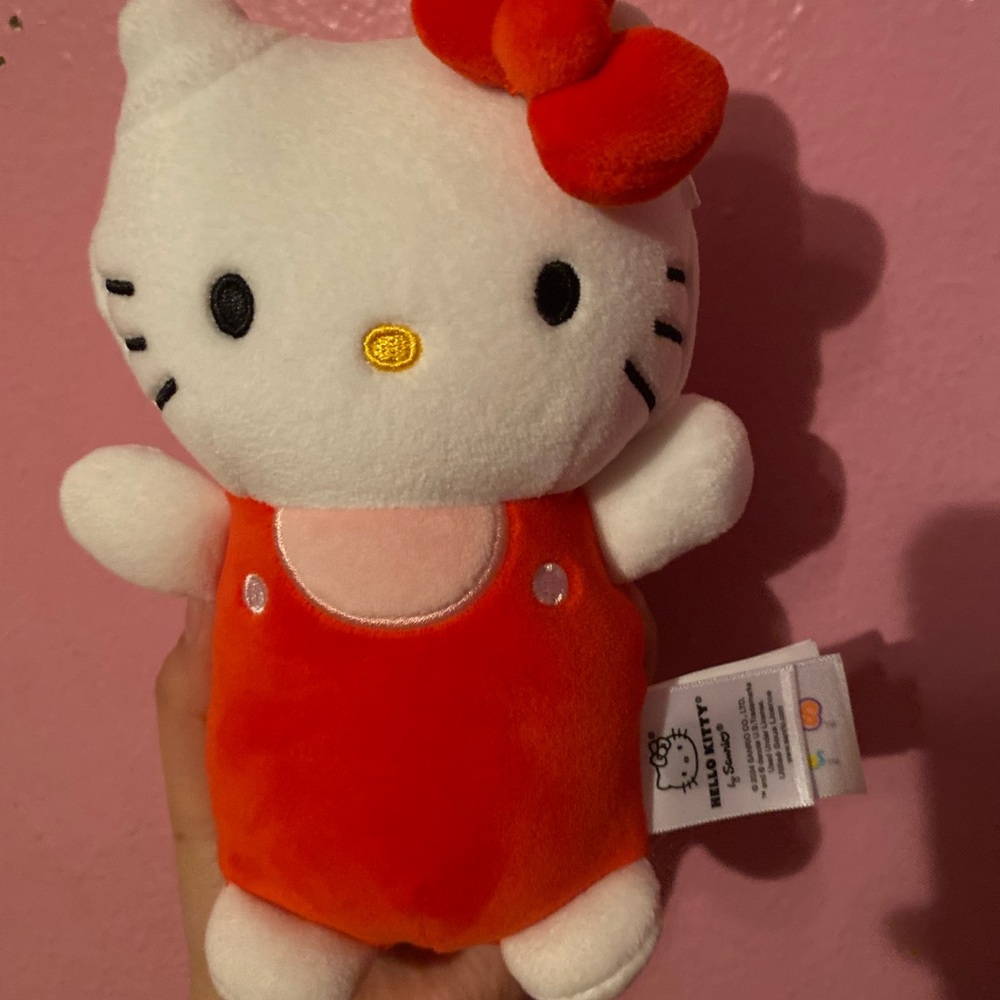 Cute Small Hello Kitty Plush Toy with Red Outfit